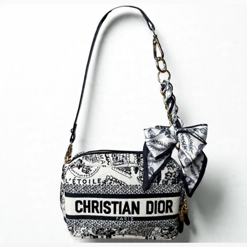 Dior GWP/VIP Embroidered black and white bag with 2 straps - Picture 4 of 6